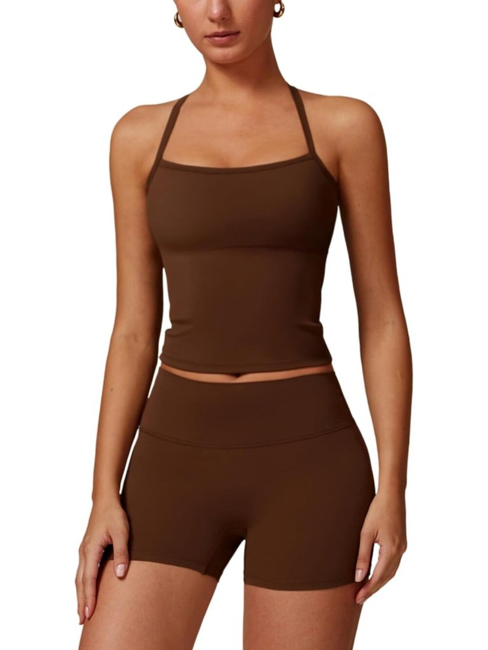 High Waisted Biker Shorts & Sports Bra 2-Piece Yoga Set for Gym & Fitness